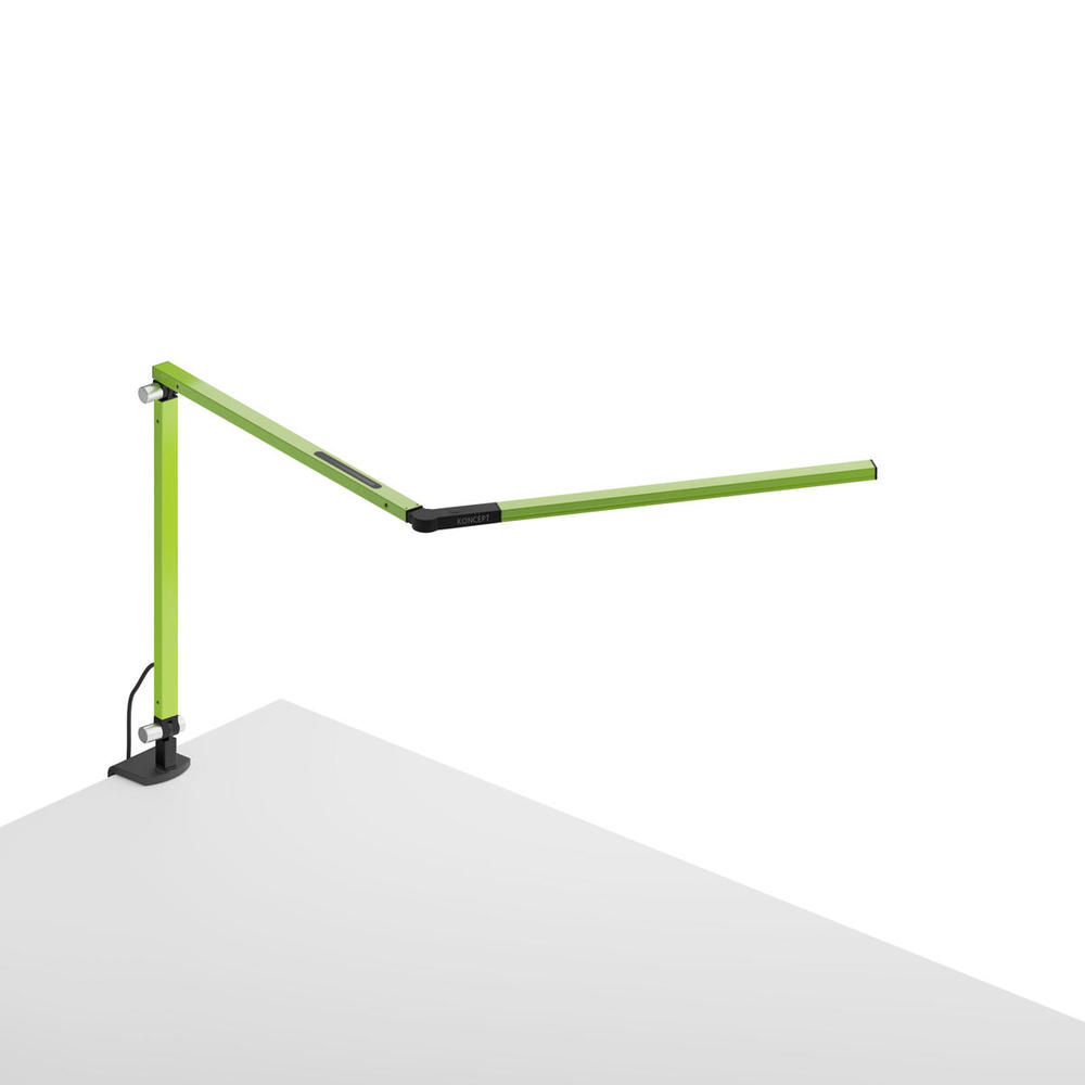 Z-Bar mini Desk Lamp with Metallic Black two-piece desk clamp (Warm Light; Green)